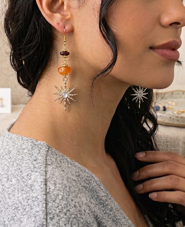 Courage - Ruby & Carnelian Earrings