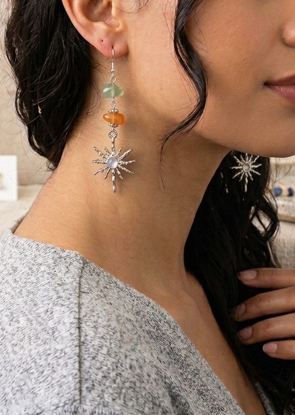 Abundance - Green Aventurine & Carnelian Earrings
